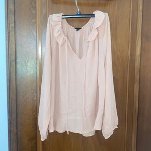 Ann Taylor blush ruffle long sleeve